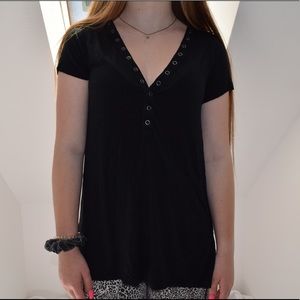 Black American eagle button up shirt xs